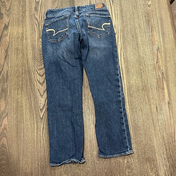 American Eagle Artist Jeans Straight Leg Low Rise Stretch Denim Dark Wash Size 2 - Picture 11 of 13